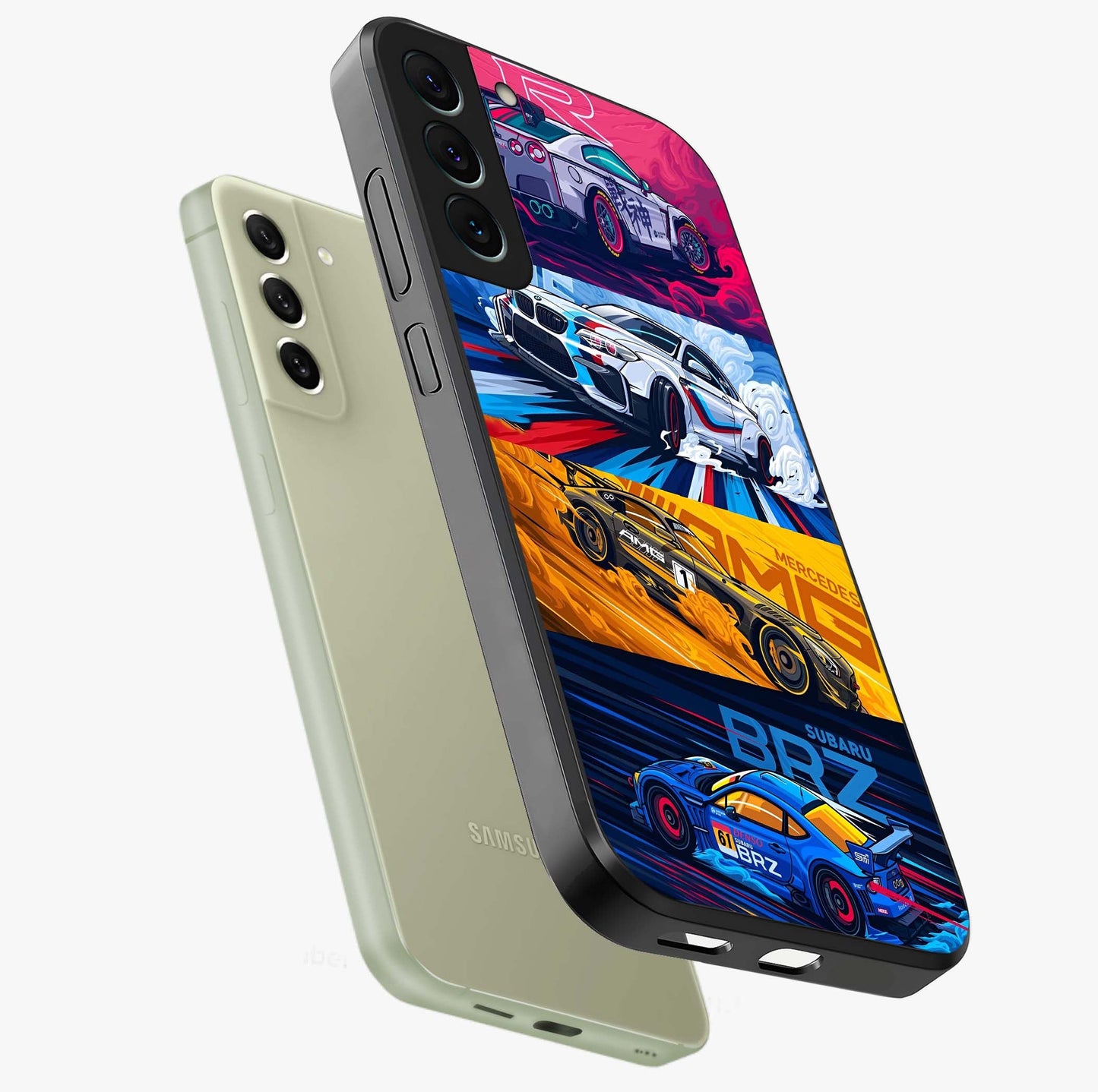 JDM Sports Car Glass Case displayed in angled mockup highlighting sleek Japanese racing car design with automotive aesthetic.