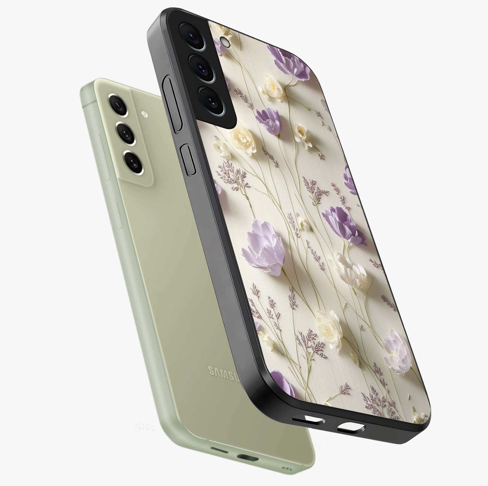 Lilac Breeze Harmony Glass Case displayed in angled mockup highlighting calm lilac breeze design with soothing aesthetic style.