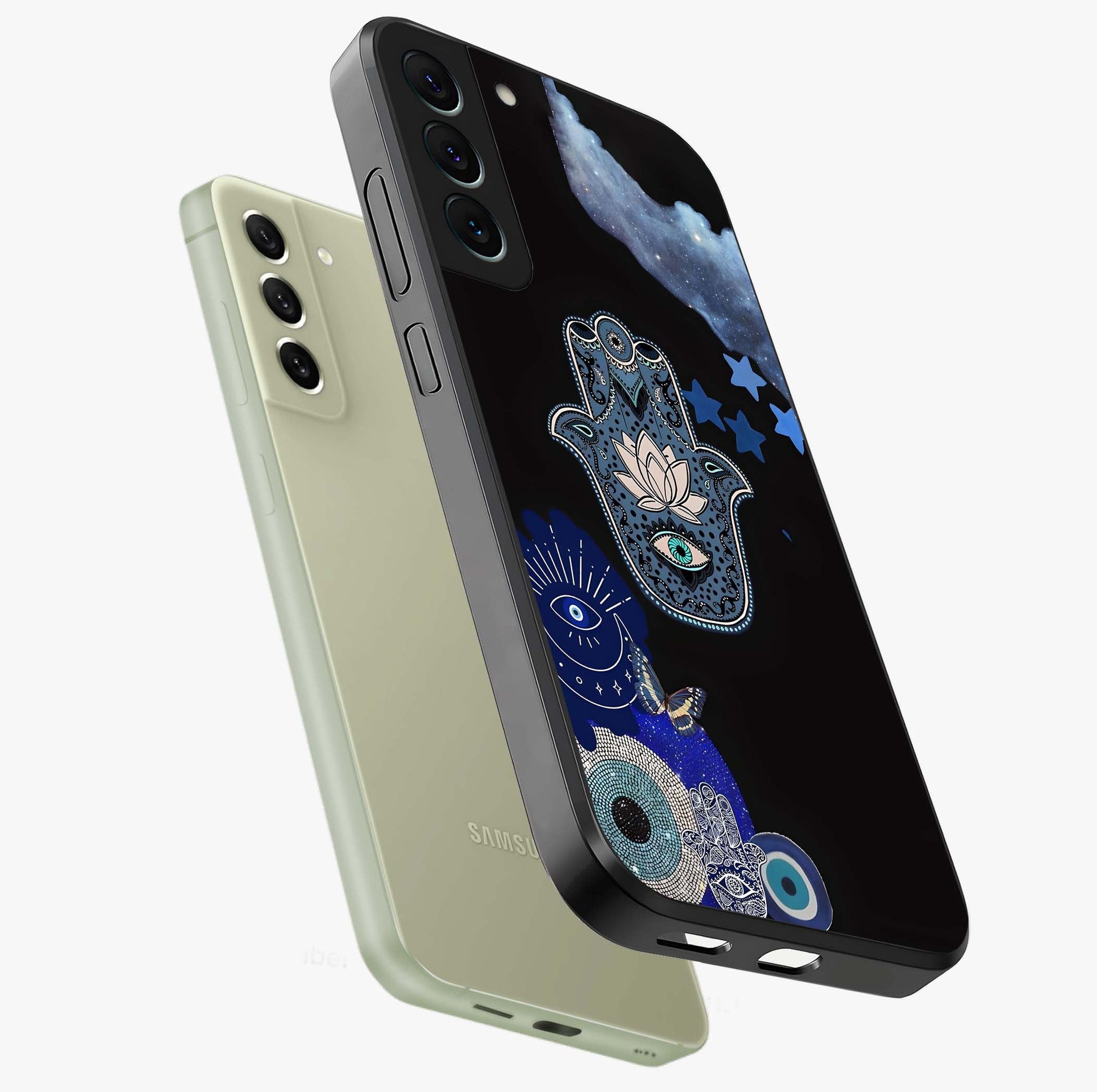 Mystic Hand Aura Glass Case displayed in angled mockup highlighting magical aura design with spiritual aesthetic style.
