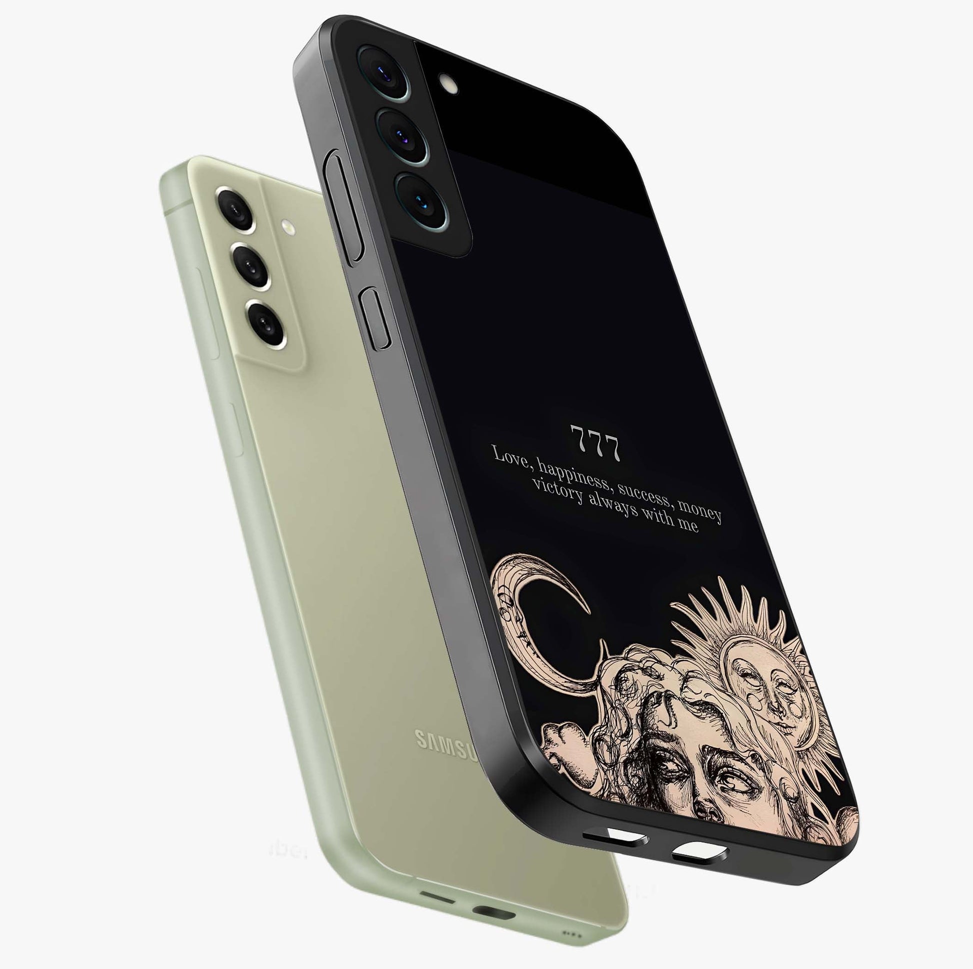 Mystic Victory Aura Glass Case displayed in angled mockup highlighting energetic aura design with bold mystical aesthetic.