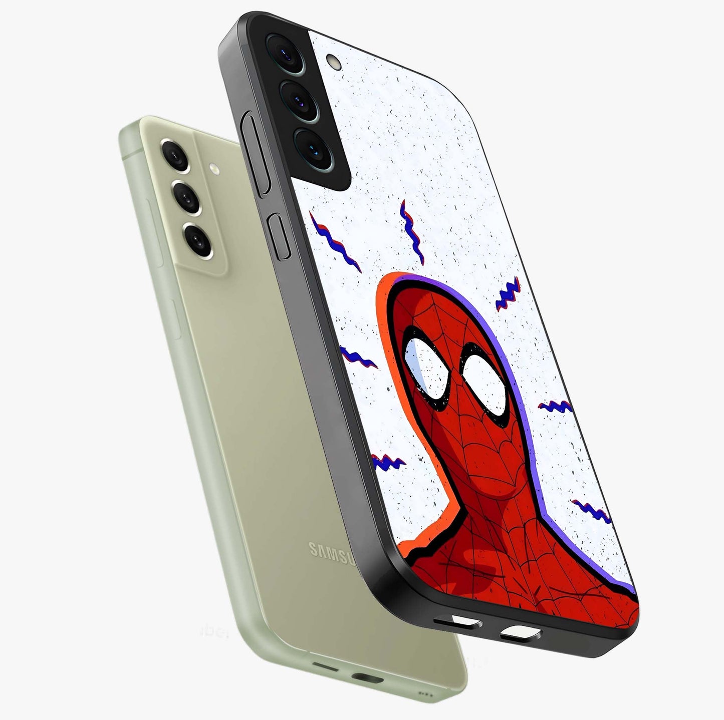 Omg Spiderman Glass Case displayed in angled mockup highlighting dynamic hero illustration with action comic aesthetic.
