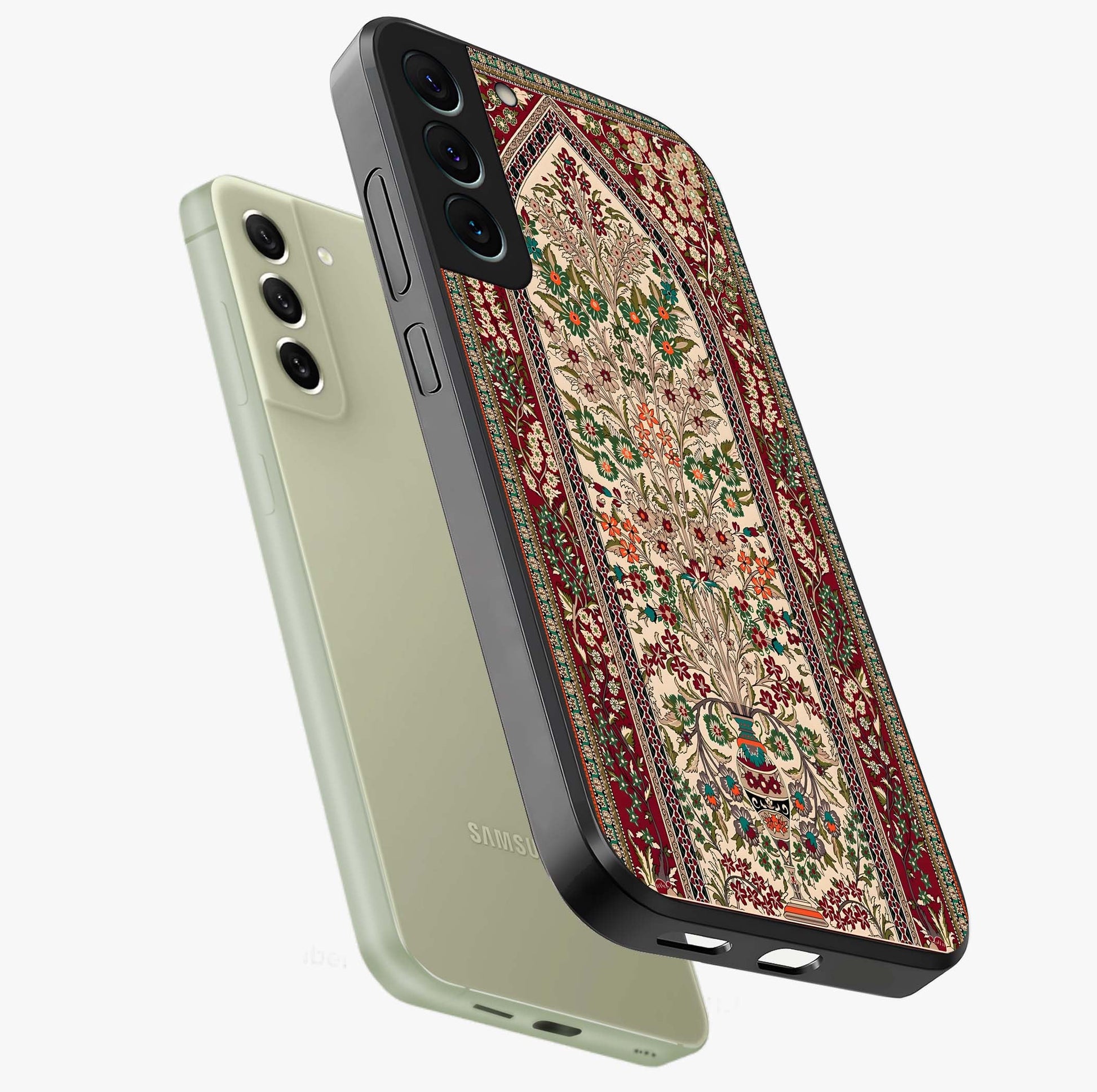 Persian Inspired Glass Case displayed in angled mockup highlighting intricate traditional design with elegant cultural aesthetic.