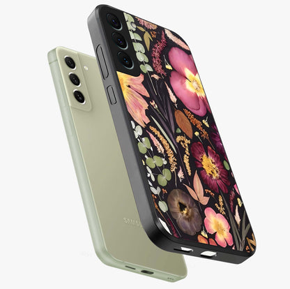Petal Dream Tapestry Glass Case displayed in angled mockup highlighting decorative petal pattern with elegant botanical aesthetic.