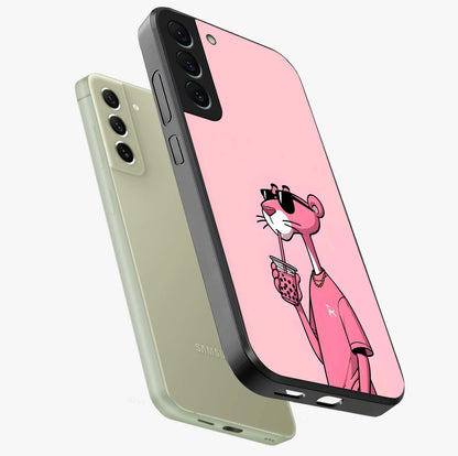 Pink Panther Glass Case displayed in angled mockup highlighting playful cartoon character design with vibrant pink aesthetic.