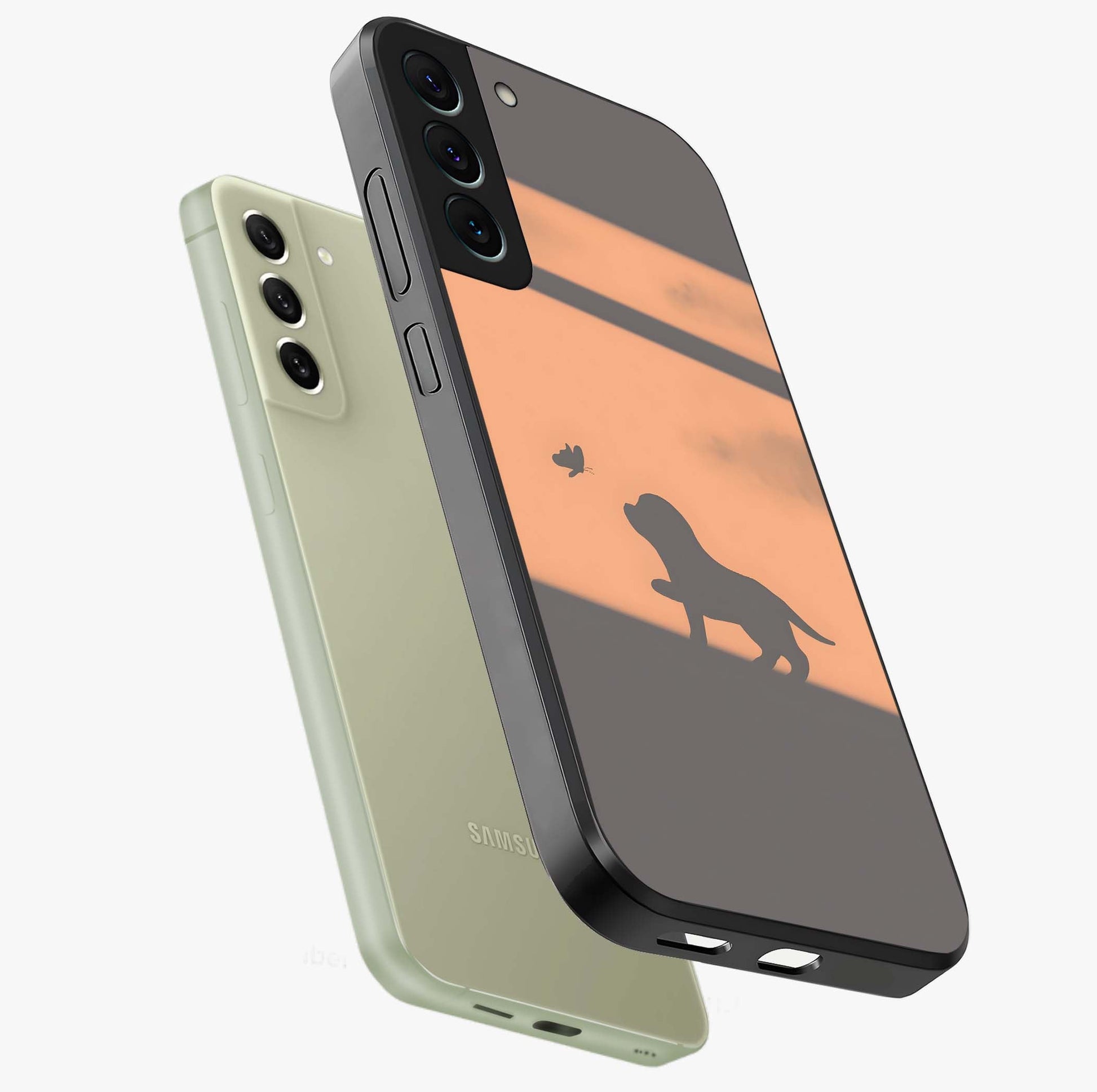 Puppy Shadow Art Glass Case displayed in angled mockup highlighting playful dog illustration with artistic shadow aesthetic.