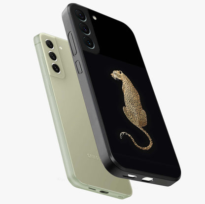 Regal Leopard Glass Case displayed in angled mockup highlighting powerful animal illustration with stylish wild aesthetic.
