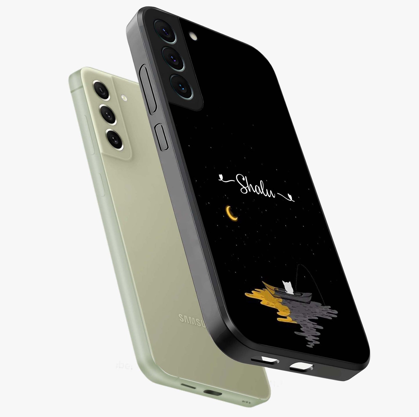 Silent Night Row Glass Case displayed in angled mockup highlighting peaceful evening design with dreamy night aesthetic.
