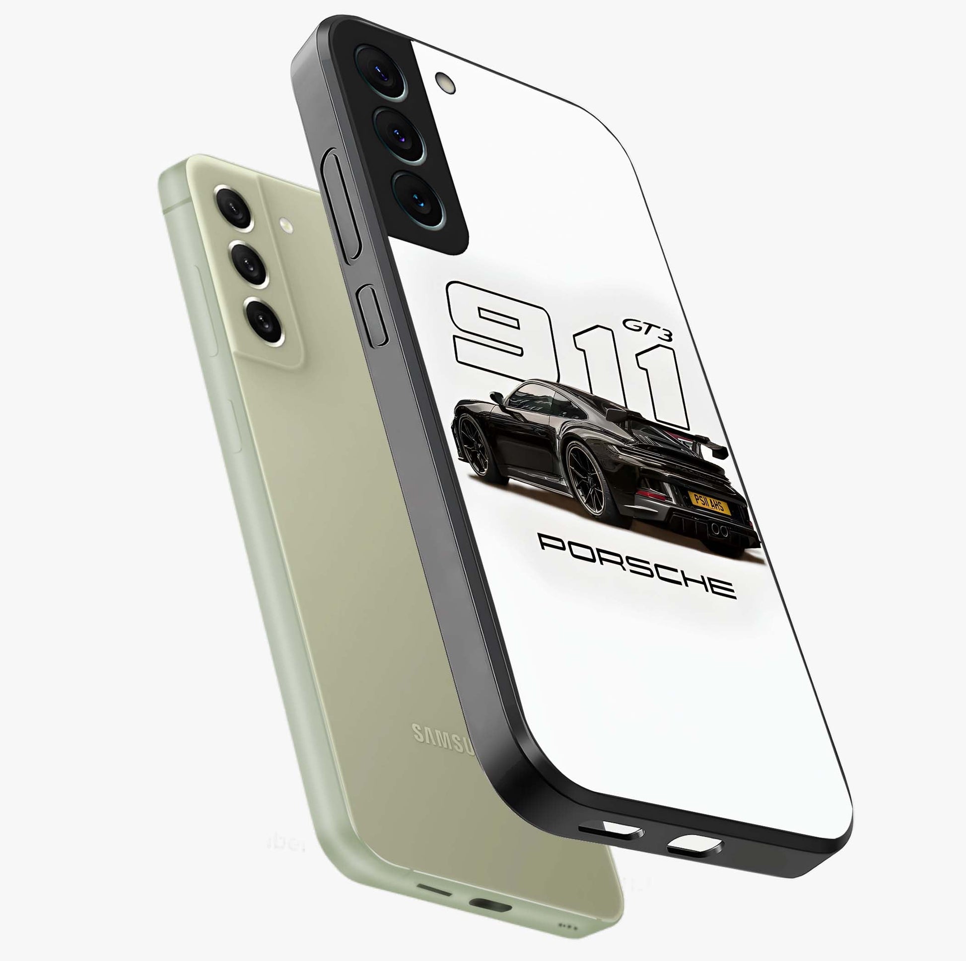Turbo Legacy Icon Glass Case displayed in angled mockup highlighting dynamic automotive design with performance aesthetic.