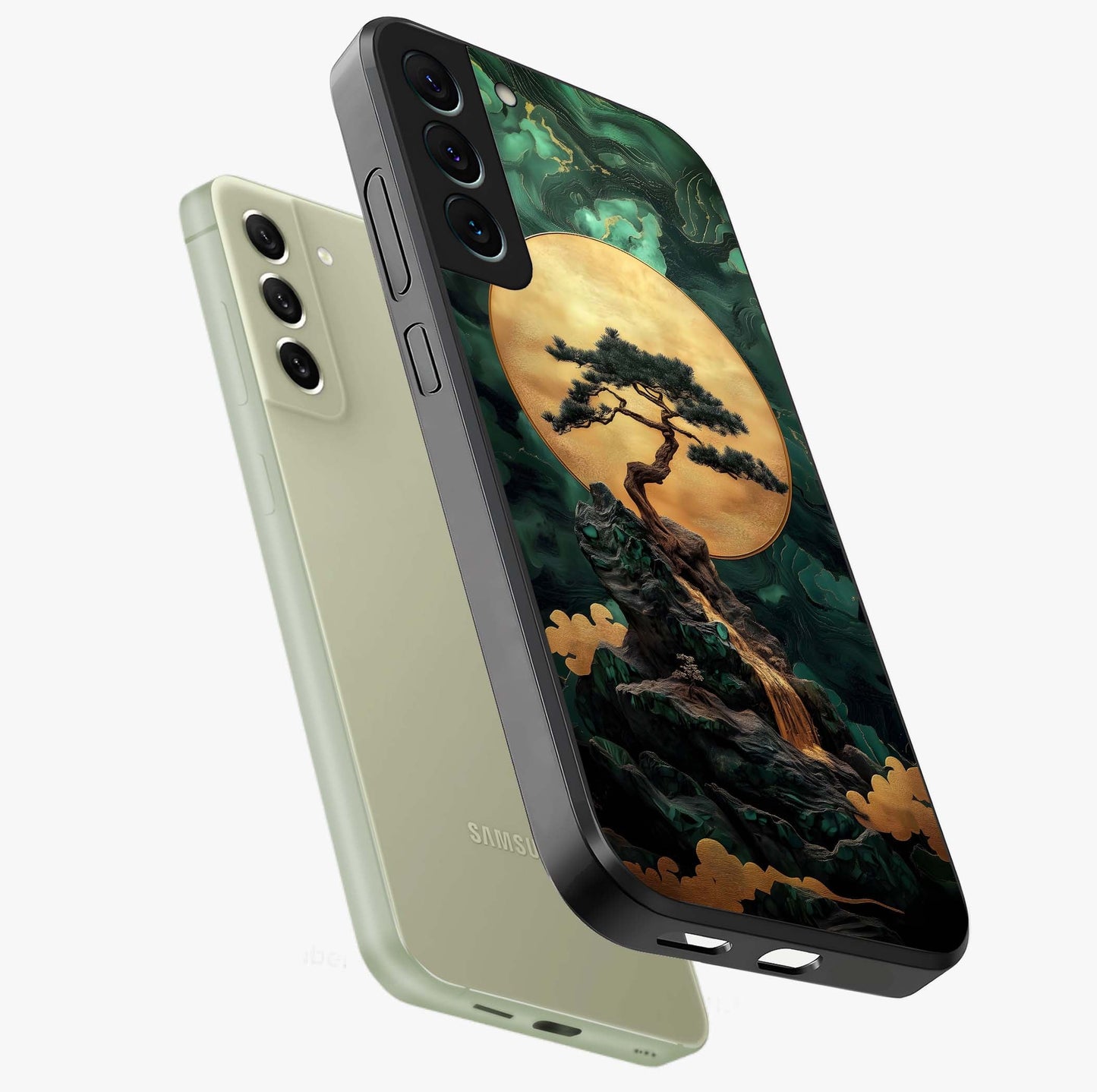 Zen Moon Rise Glass Case displayed in angled mockup highlighting peaceful lunar design with zen aesthetic style.