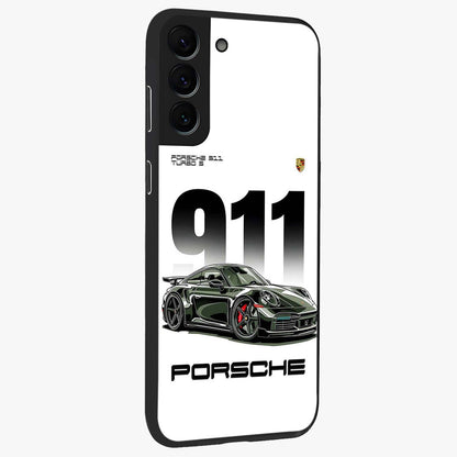911 Turbo Dominance Glass Case upright perspective showcasing powerful racing design and modern automotive aesthetic.
