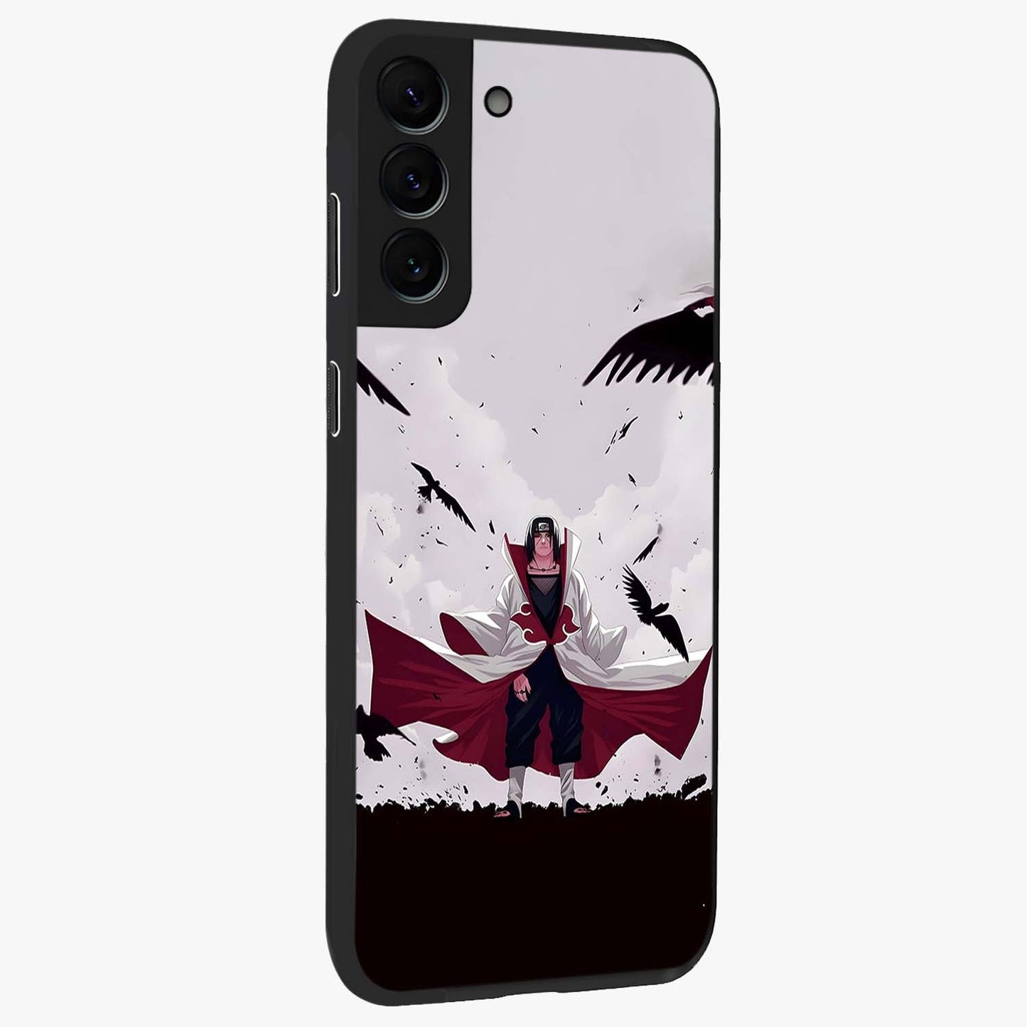 Crimson Crow Ascension Glass Case upright view showcasing dramatic crow artwork with bold gothic theme.