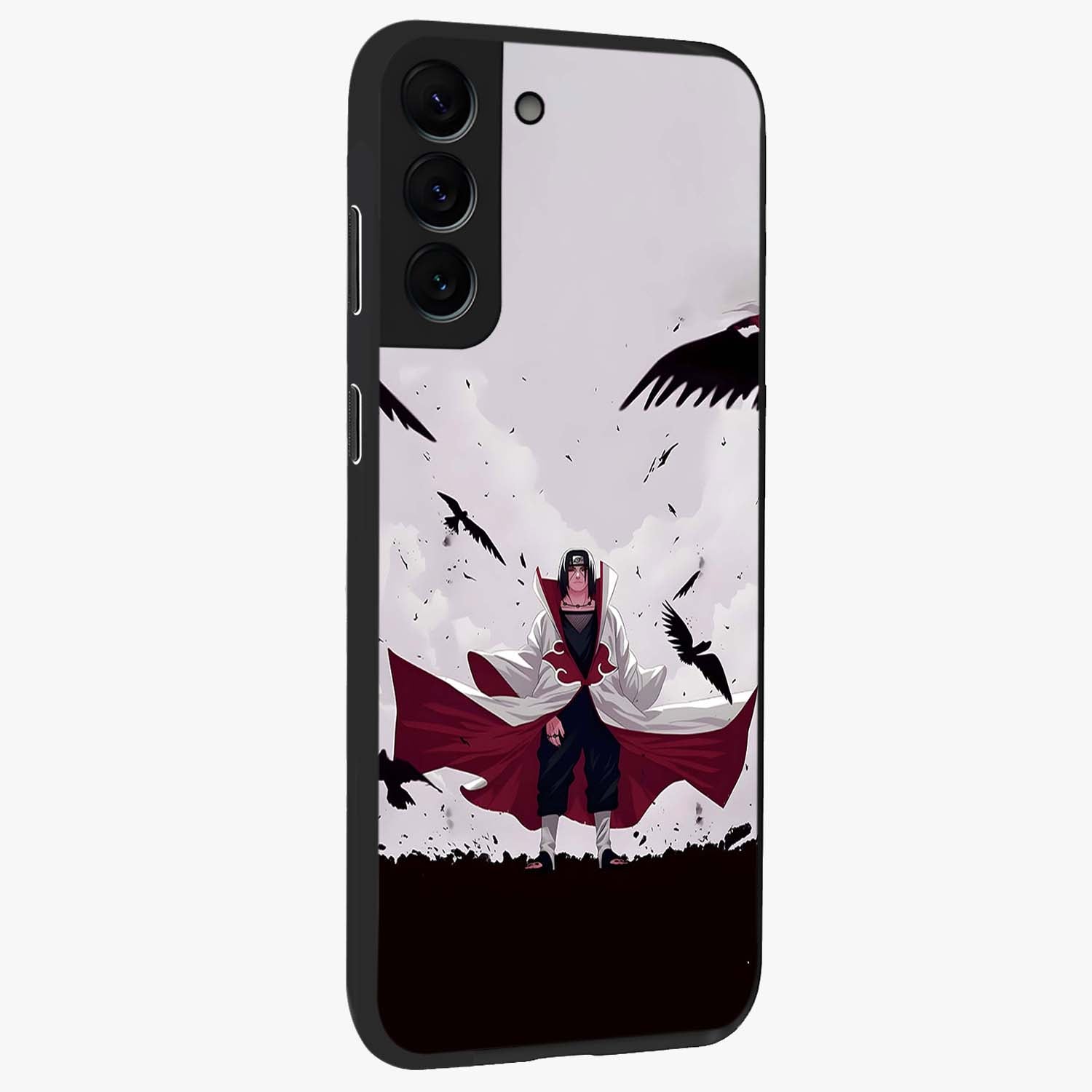 Crimson Crow Ascension Glass Case upright view showcasing dramatic crow artwork with bold gothic theme.