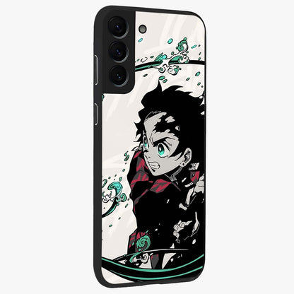 Demon Slayer Glass Case upright view showcasing powerful anime artwork with intense warrior theme.