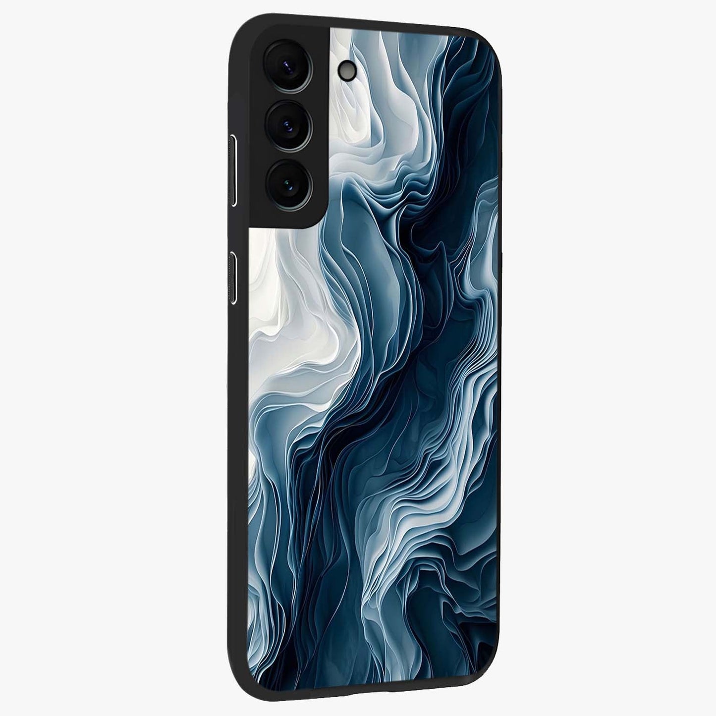 Ethereal Paper Marble Glass Case upright view showcasing smooth marble artwork with refined minimalist theme.