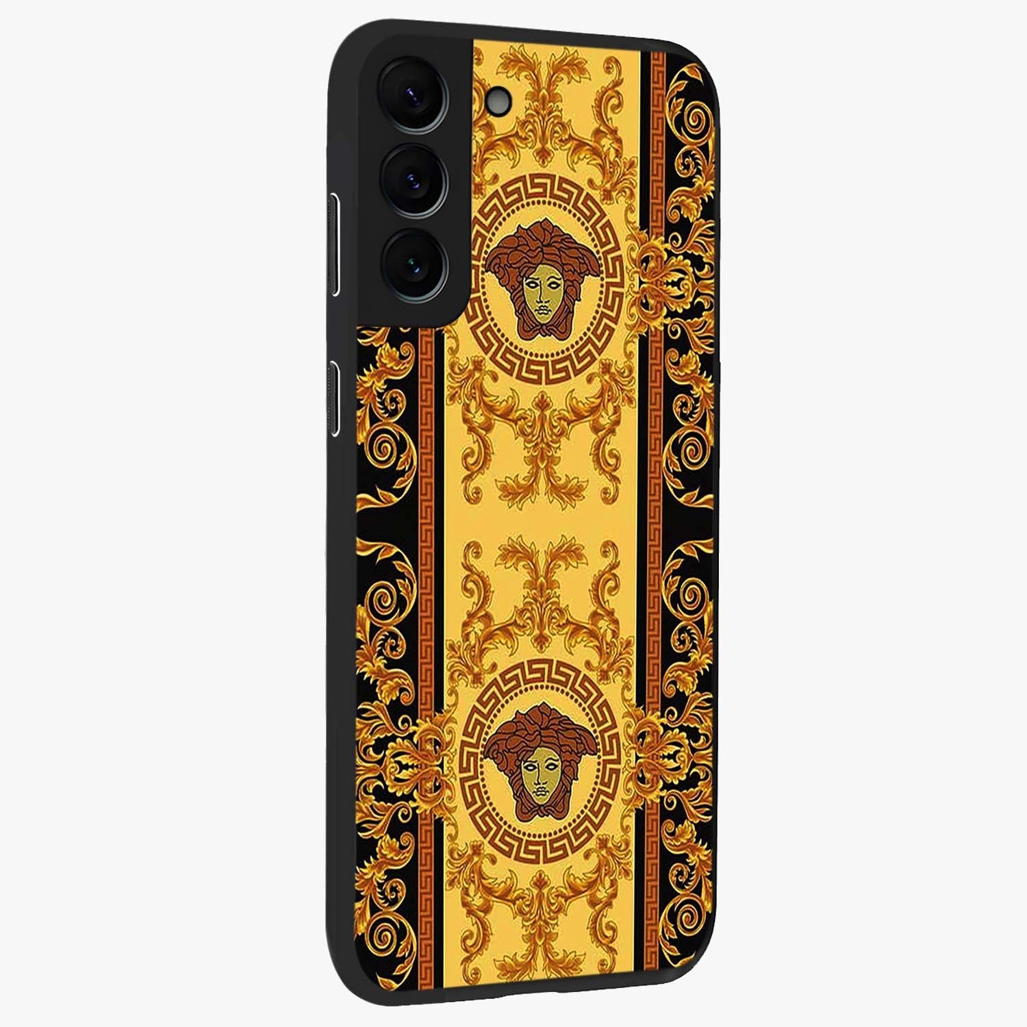 Golden Lotus Glow Glass Case upright view showcasing luminous lotus artwork with peaceful divine theme.