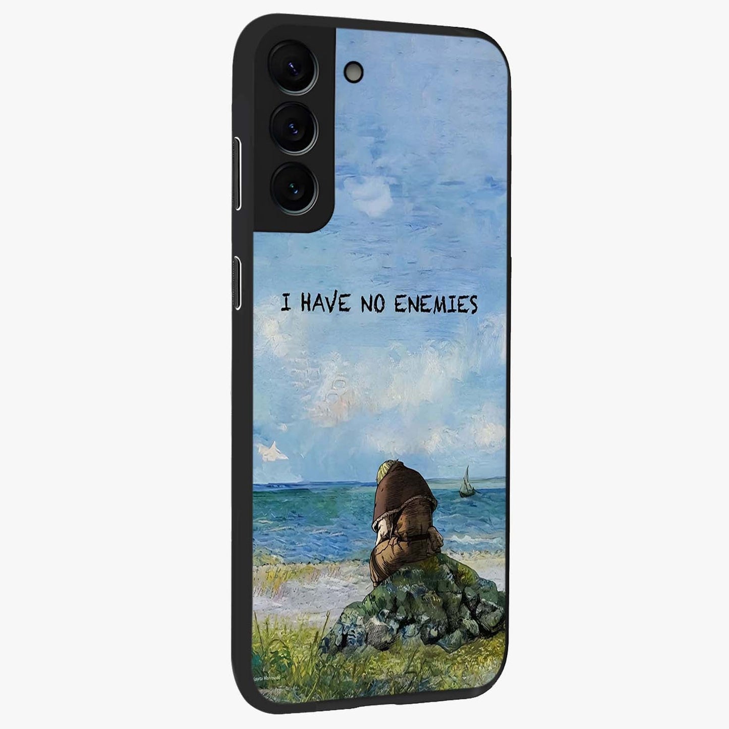 Peace Beyond War Glass Case upright view showcasing powerful peace symbol artwork with inspirational theme.