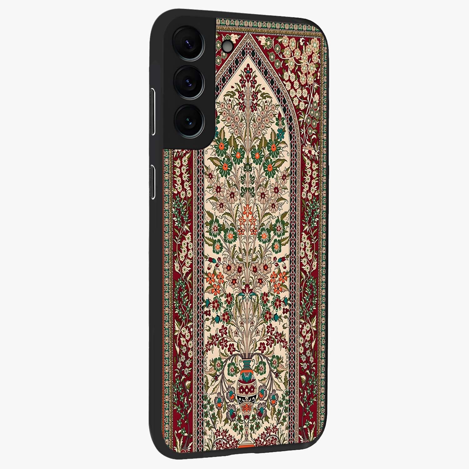 Persian Inspired Glass Case upright view showcasing decorative Persian artwork with rich heritage theme.