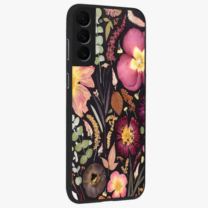 Petal Dream Tapestry Glass Case upright view showcasing detailed floral tapestry artwork with artistic nature theme.