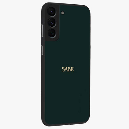 Sabr Minimal Patience Glass Case upright view showcasing calm minimalist artwork with motivational patience theme.