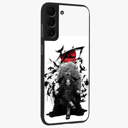 Uchiha Shadow Throne Glass Case upright view showcasing magical underwater galaxy artwork with vibrant cosmic theme.
