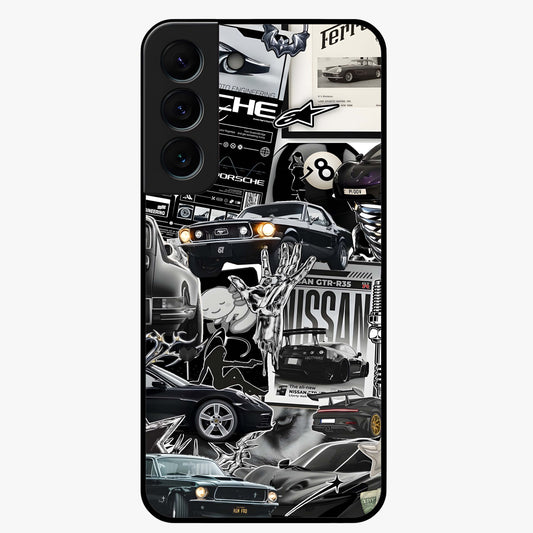 Aesthetic Dark Love Glass Case showing flat back view with dark romantic artwork and glossy glass finish.