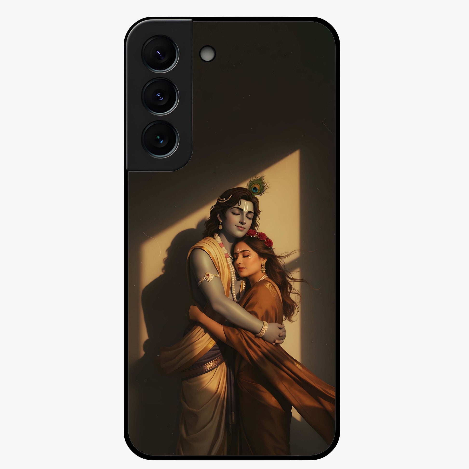 Divine Eternal Love Glass Case showing flat back view with spiritual love themed artwork and glossy glass finish.