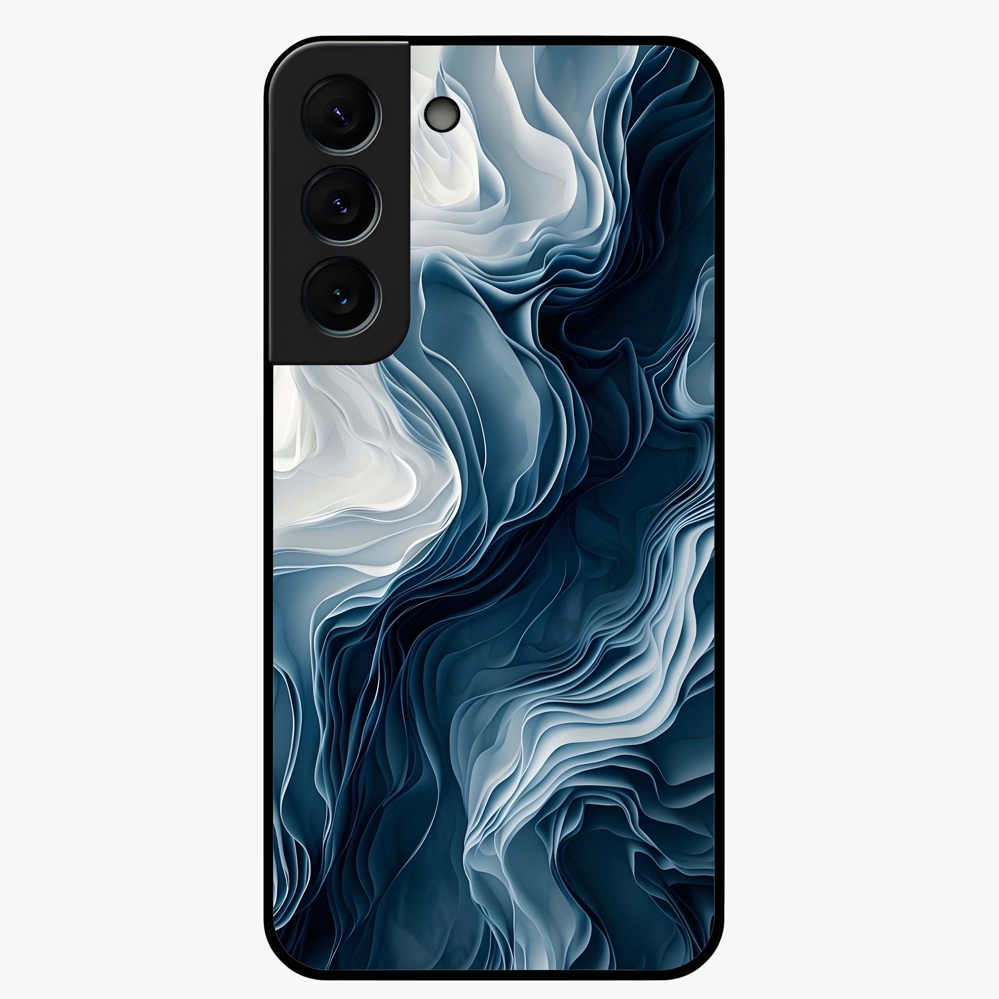 Ethereal Paper Marble Glass Case showing flat back view with soft marble paper texture artwork and glossy glass finish.