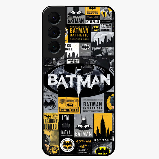 Knight Gotham Rise Glass Case showing flat back view with dark hero inspired artwork and glossy glass finish.
