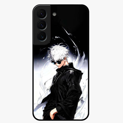 Limitless Shadow King Glass Case showing flat back view with powerful shadow warrior artwork and glossy glass finish.
