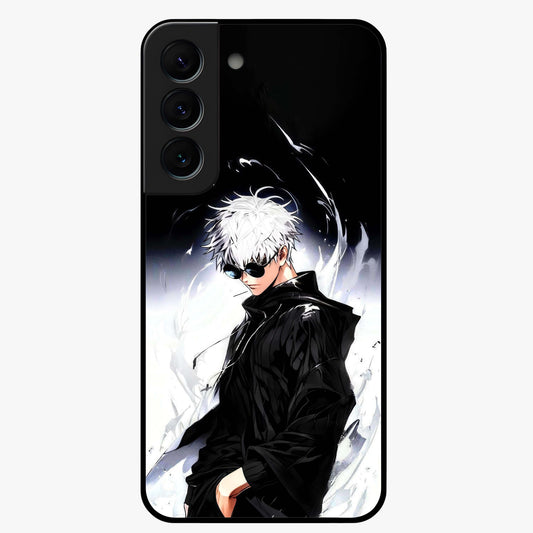 Limitless Shadow King Glass Case showing flat back view with powerful shadow warrior artwork and glossy glass finish.