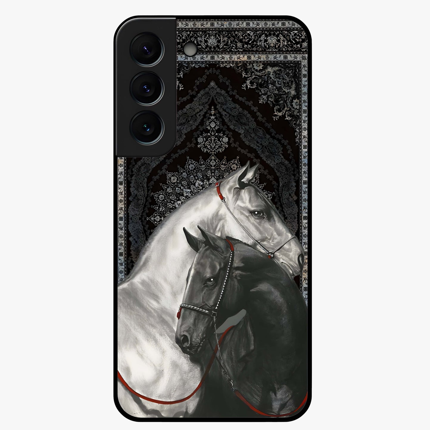 Majestic Ride Legacy Glass Case showing flat back view with powerful automotive inspired artwork and glossy glass finish.