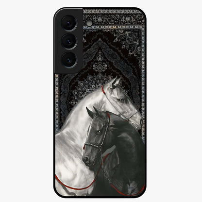 Majestic Ride Legacy Glass Case showing flat back view with powerful automotive inspired artwork and glossy glass finish.
