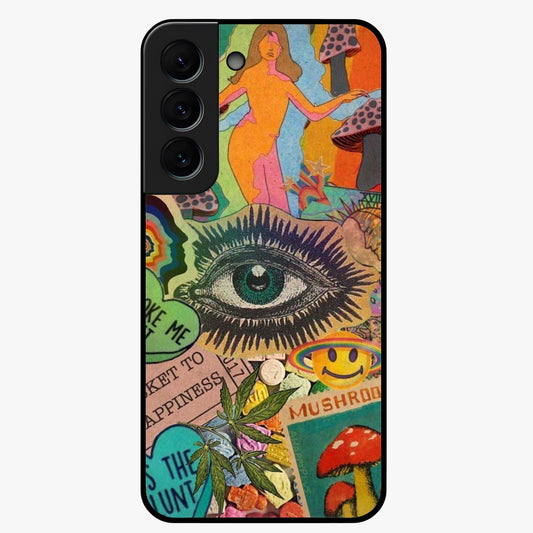 Mystic Eye Wonderland Glass Case showing flat back view with mystical eye themed artwork and glossy glass finish.