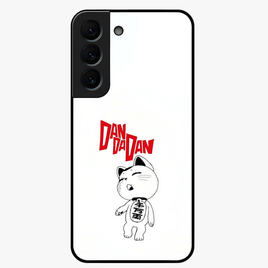 Playful Spirit Charm Glass Case showing flat back view with cheerful charm themed artwork and glossy glass finish.