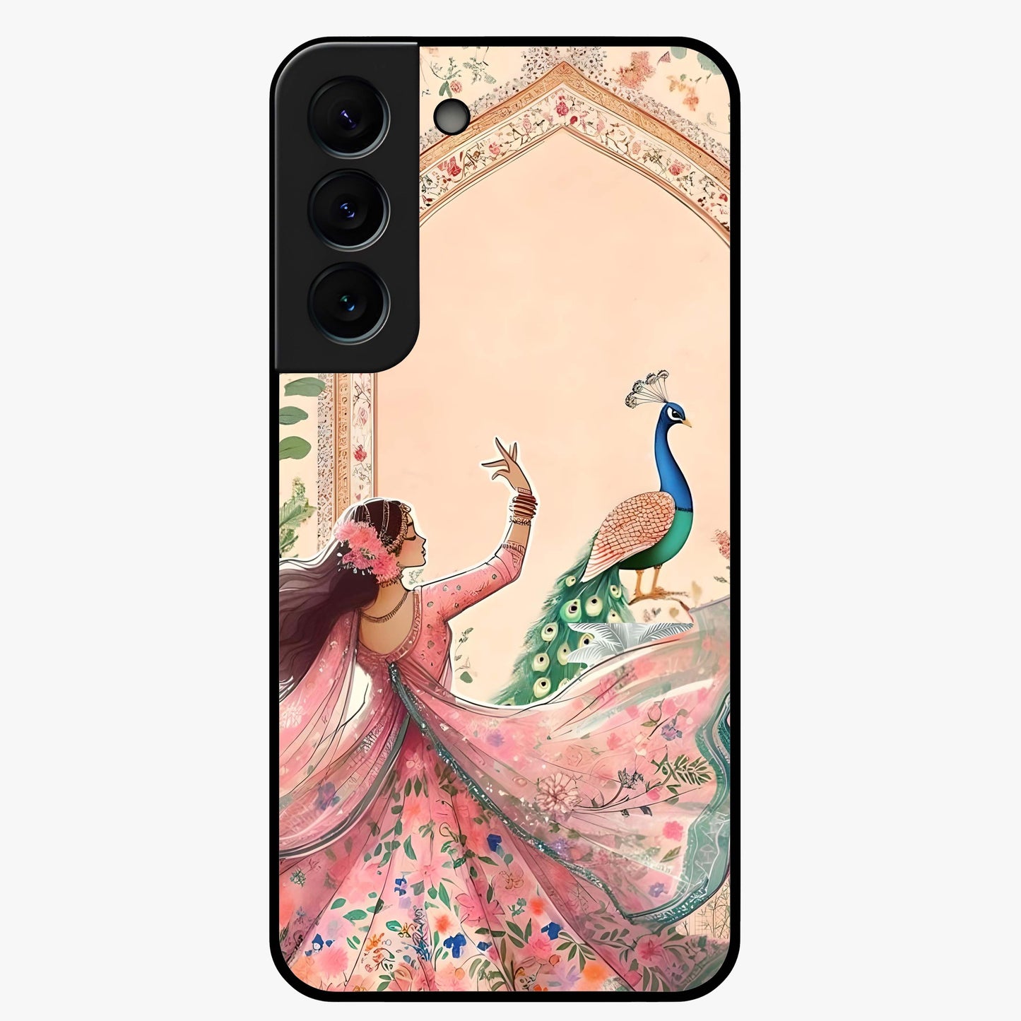 Royal Grace Muse Glass Case showing flat back view with elegant artistic artwork and glossy glass finish.