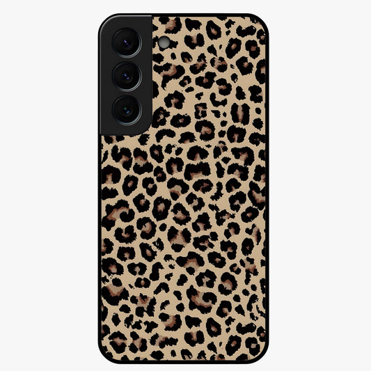 Savage Chic Pattern Glass Case showing flat back view with stylish patterned artwork and glossy glass finish.
