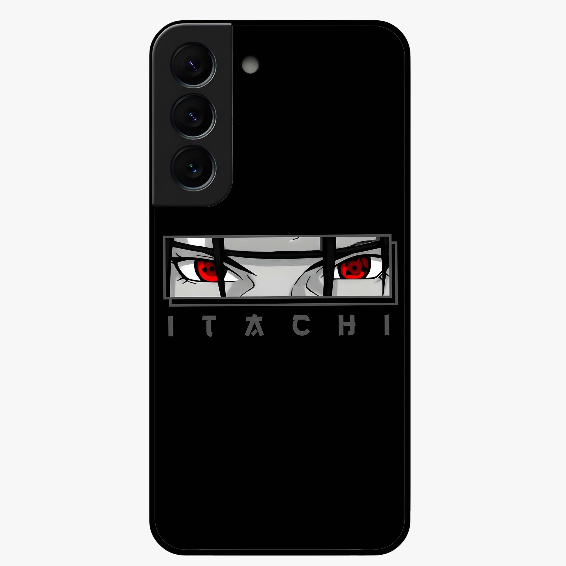 Scarlet Gaze Dominance Glass Case showing flat back view with striking red themed artwork and glossy glass finish.
