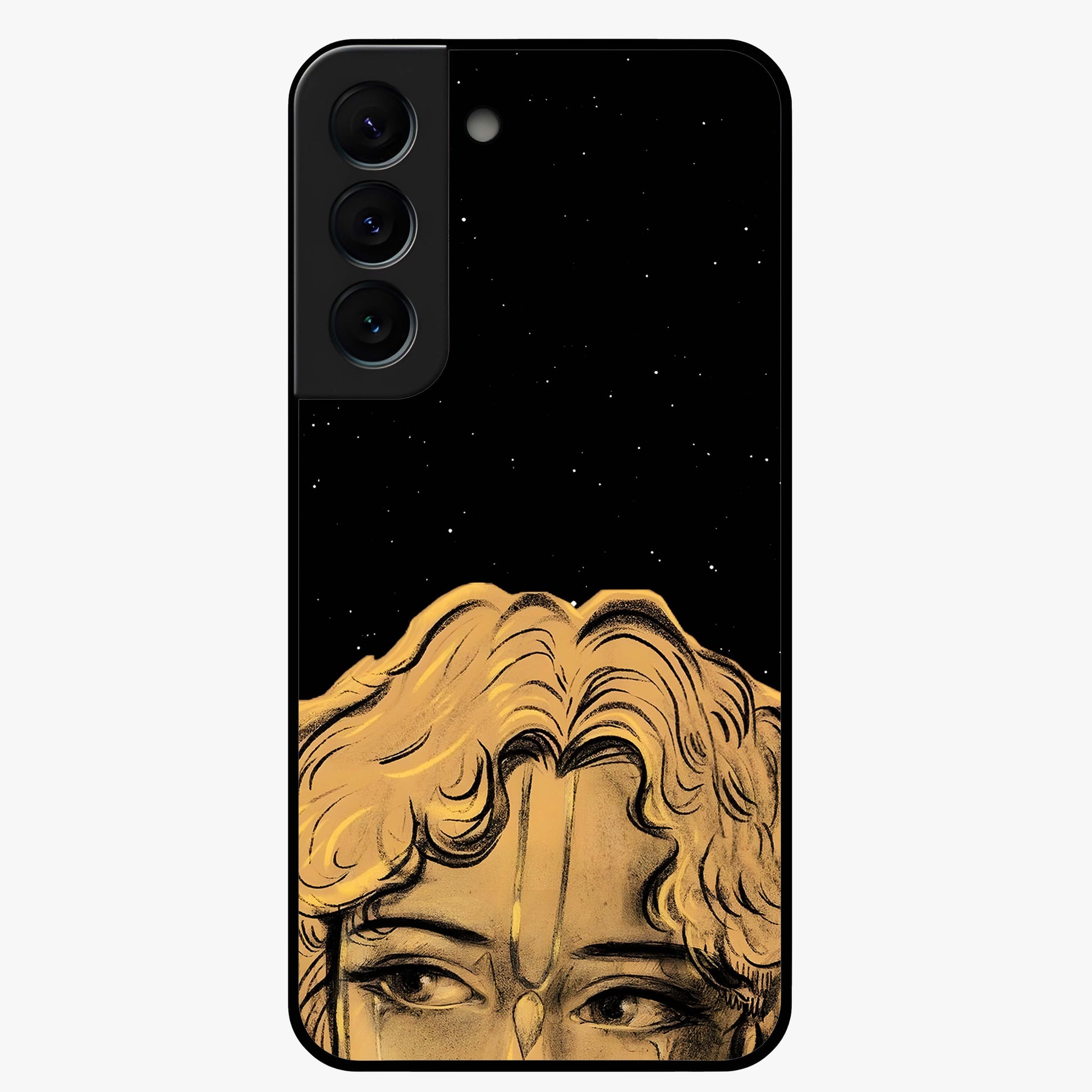 Shri Krishna Art Glass Case showing flat back view with devotional Krishna artwork and glossy glass finish.