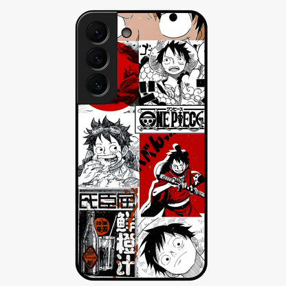 Strawhat Chaos Panels Glass Case showing flat back view with anime inspired chaos panel artwork and glossy glass finish.