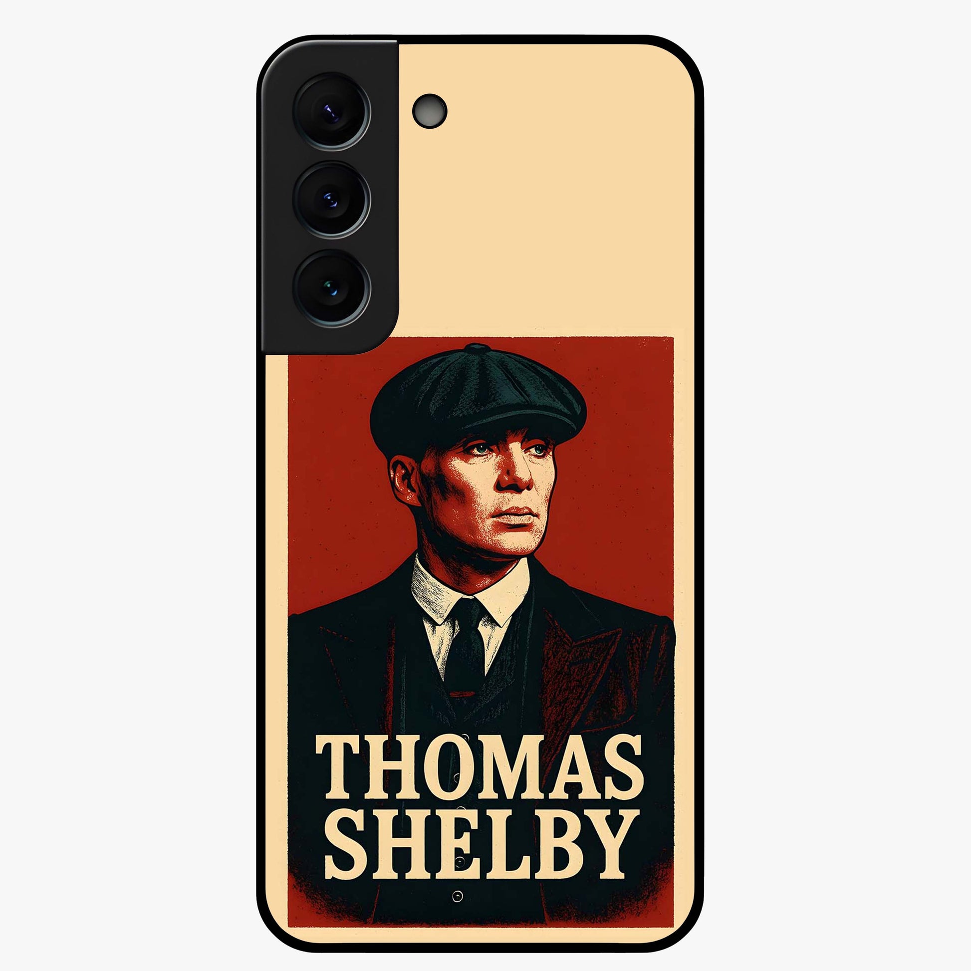 Vintage Mafia Authority Glass Case showing flat back view with bold vintage mafia inspired artwork and glossy glass finish.