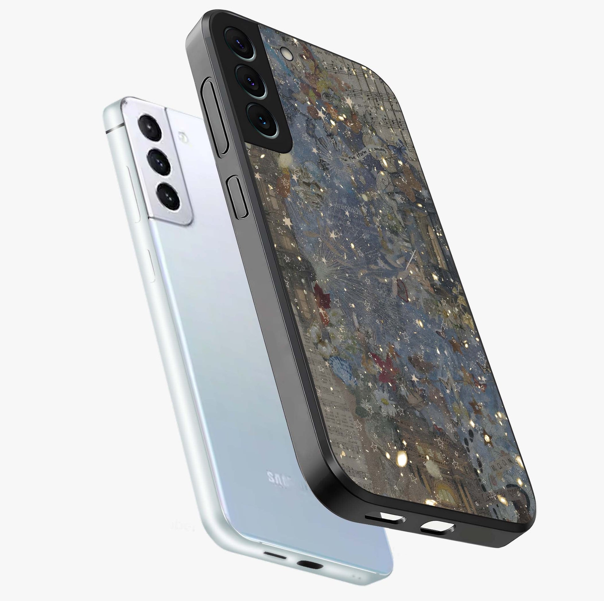 Aesthetic Astrolophia Glass Case displayed in angled mockup highlighting artistic aesthetic elements and smooth glass surface.