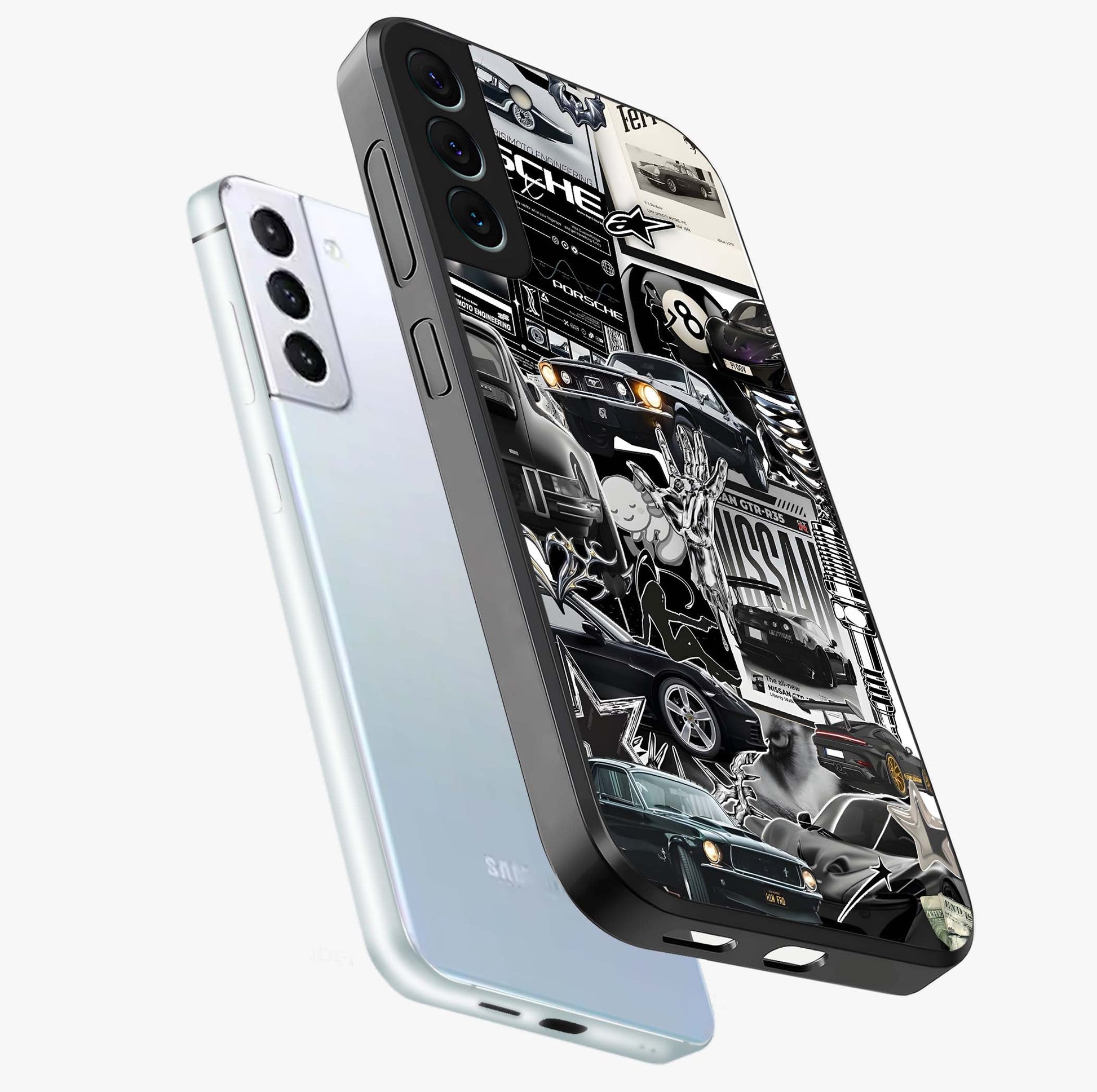 Aesthetic Dark Love Glass Case displayed in angled mockup highlighting moody aesthetic design and bold love theme.