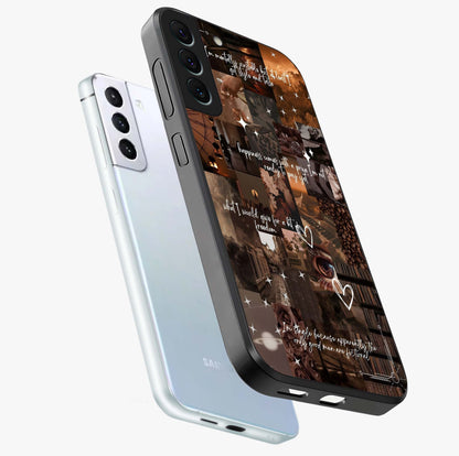 Bittersweet Aesthetic Chaos Glass Case displayed in angled mockup highlighting expressive abstract artwork and edgy aesthetic theme.