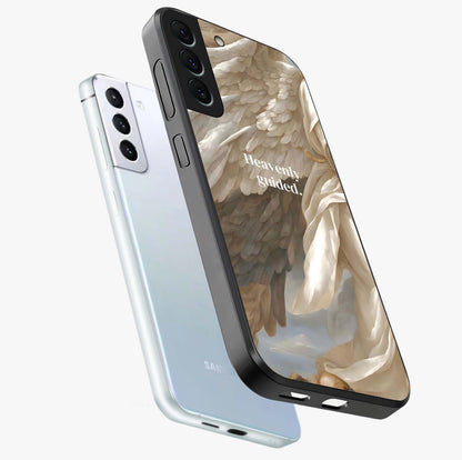 Divine Winged Grace Glass Case displayed in angled mockup highlighting graceful wing design with divine aesthetic style.