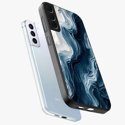 Ethereal Paper Marble Glass Case displayed in angled mockup highlighting elegant marble pattern with modern aesthetic style.