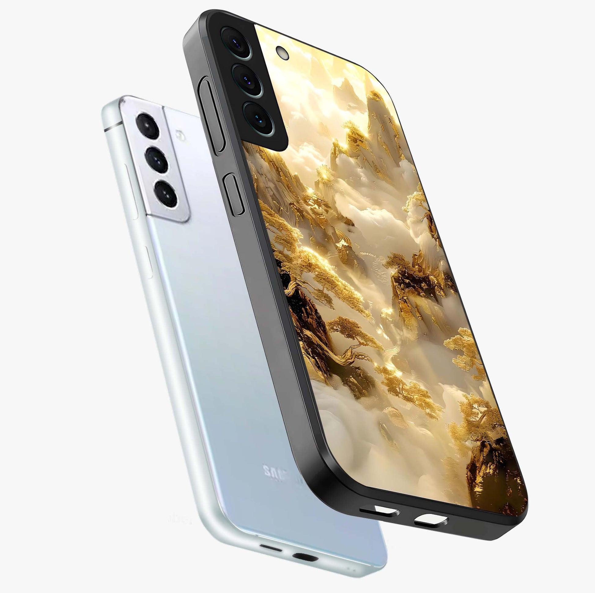 Gates Of Illumination Glass Case displayed in angled mockup highlighting radiant portal inspired design with fantasy aesthetic.