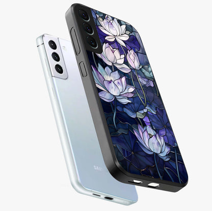 Gloss Petal Rush Glass Case displayed in angled mockup highlighting vibrant petal design with elegant floral aesthetic.