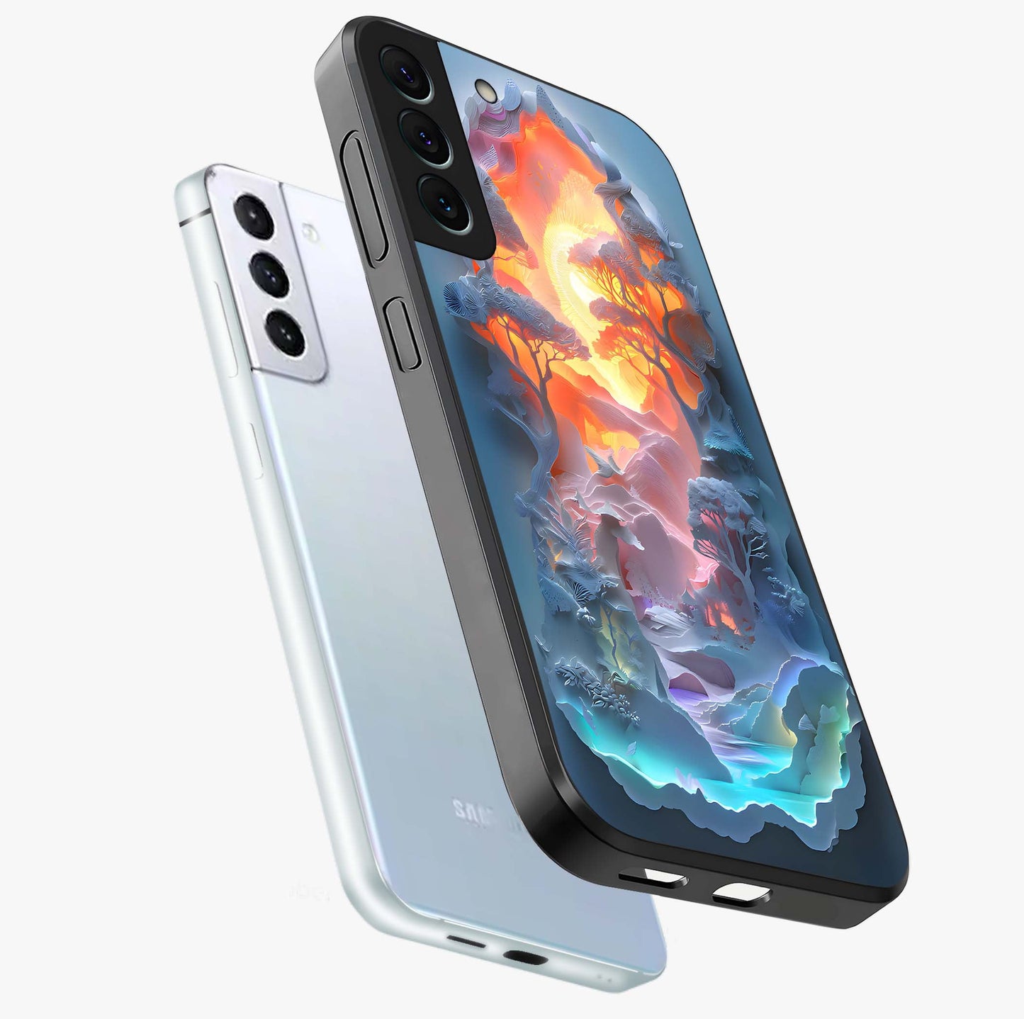 Glow Forest Portal Glass Case displayed in angled mockup highlighting mystical forest design with magical glowing aesthetic.