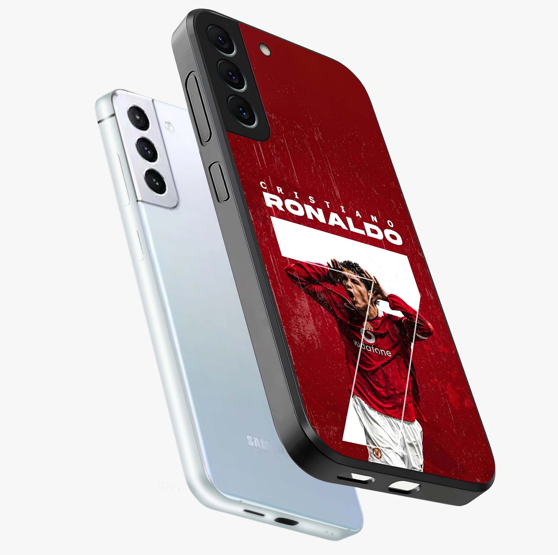 Goal Celebration Legacy Glass Case displayed in angled mockup highlighting energetic sports celebration design with bold athletic theme.