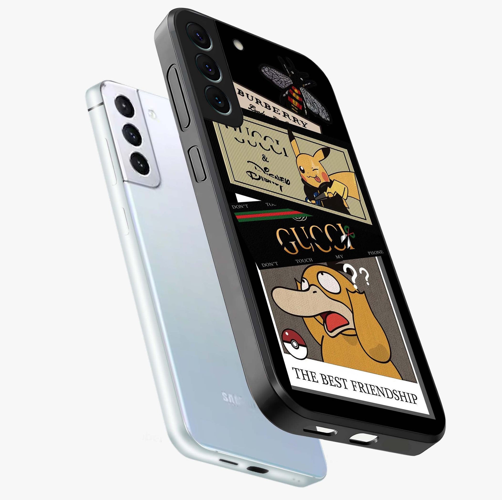 Gucci Play Mashup Glass Case displayed in angled mockup highlighting stylish fashion mashup design with bold aesthetic.